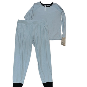 Oiselle Light Blue Lux Lounge Pants Long Sleeved Top Thumbholes Set Size 10